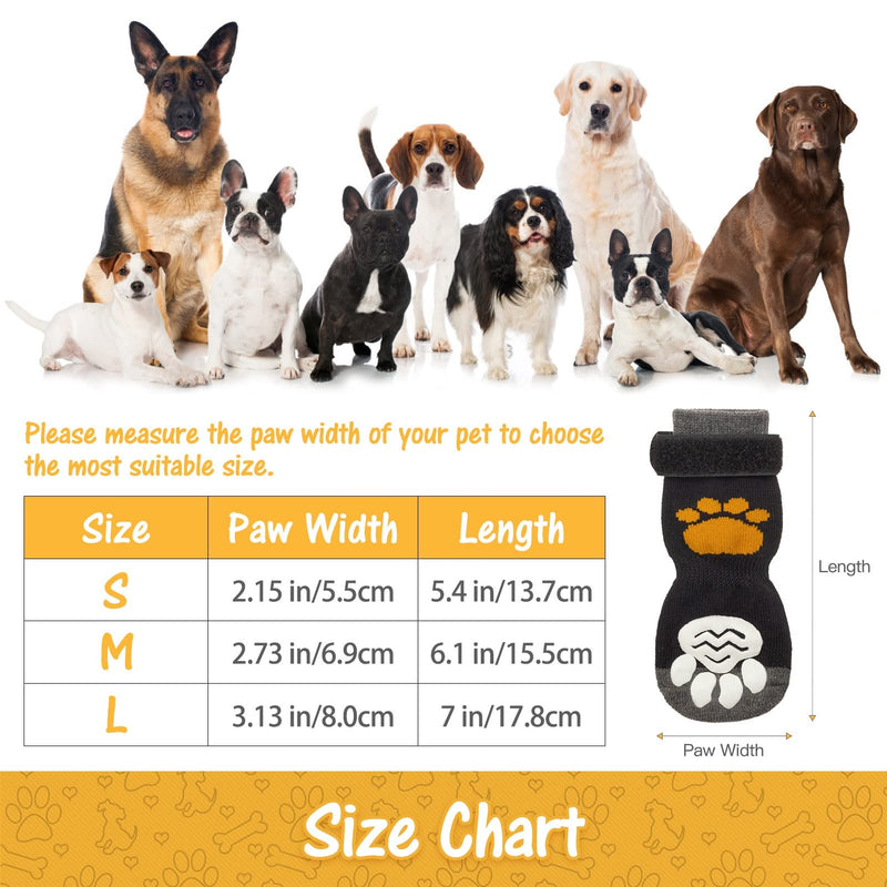 Non Slip Dog Socks with Grippers to Prevent Licking Paws for Hardwood Floors - Anti Slip Shoes 3 Pairs Booties Winter Boots Paw Protectors for Small to Large Senior Dogs Prevent Scratching L - Paw width 3.13 in Black