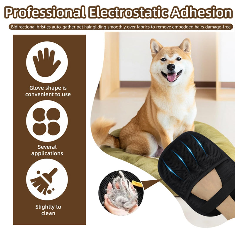 Upgraded 5-Finger Electrostatic Pet Hair Removal Glove for Cats & Dogs - Reusable, Washable, Eco-Friendly Grooming Tool for Furniture, Carpet, Car Seat, Clothes - PawsPlanet Australia