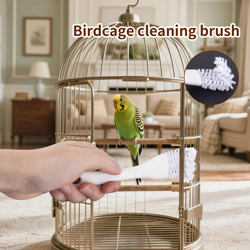 Bird Cage Cleaning Brush Tool Set, Bird Cage Cleaner with Long Handle, 4 Pcs Bird Cage Accessories, Bird Cage Cleaner, Poop Remover for Cleaning Poop in Pet Cages, Parrot Cages & Bird Perches - PawsPlanet Australia