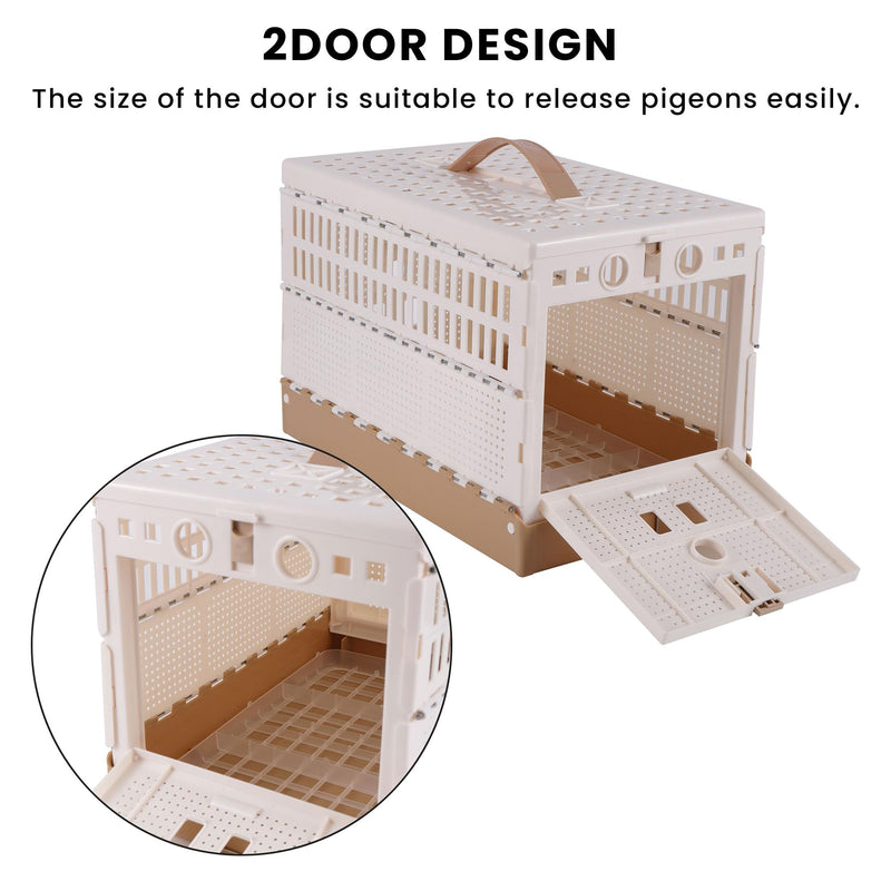 Plastic Foldable Pigeon Cage with Handle, Portable Bird Travel Carrier Cage Pigeon Cage Pairing Cage Pigeon Nest Box Easy to Clean for Training and Release Competition(S)(Two Doors) S - PawsPlanet Australia