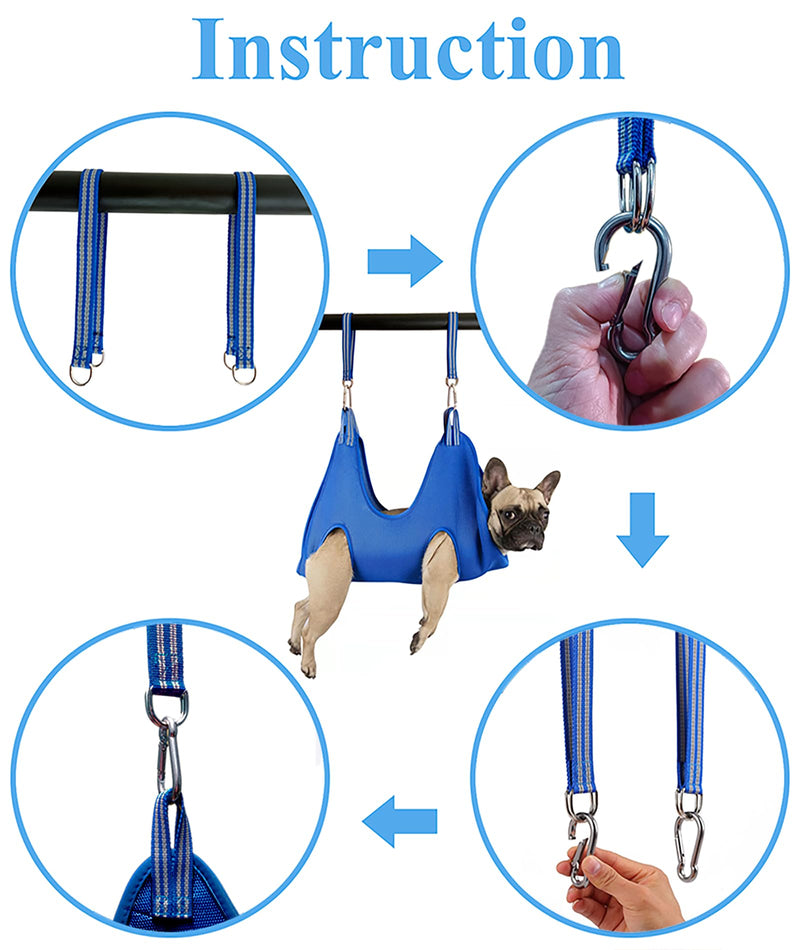 10 in 1 Pet Grooming Hammock Harness with Nail Clippers/Trimmer, Nail File,Dog Nail Hammock, Dog Grooming Sling for Nail Trimming/Clipping M/under 45lb Blue