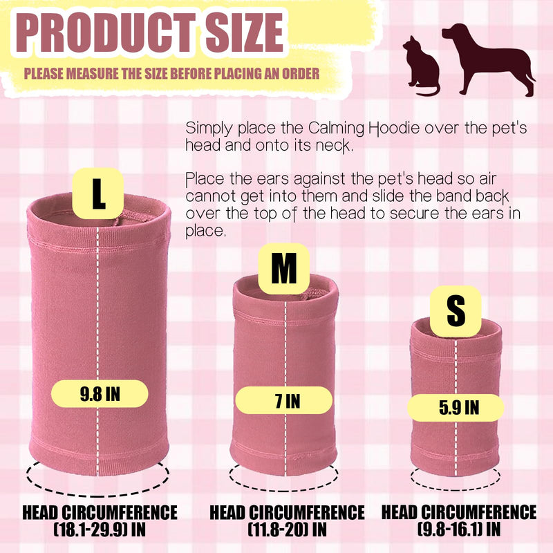 Dog Calming Hoodie Head Cover Sleeves, Dog Ear Covers for Noise Protection, No Flap Ear Wrap for Dog Anxiety Relief and Calming, Dog Ear Muffs for Dogs Pet Neck and Ear Warmer (Small, Pink) Small - PawsPlanet Australia