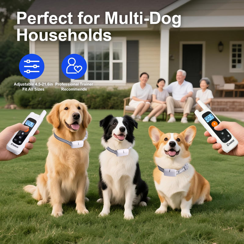 Dog Shock Collar - 3300FT Shock Collar for Dogs with Night-Light, IP67 Waterproof Dog Training Collar with Remote - Beep, Shake, Safe Shocks, 2H Fast Charging - fits 4.5-21.6in Dogs White - PawsPlanet Australia