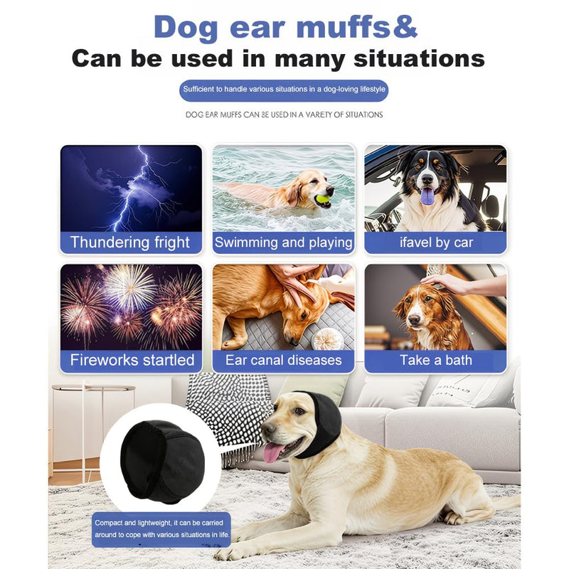 Dog Ear Defenders Noise Cancelling,QIANSSE Professional Dog Ear Protectors for Firework Anxiety Relief Noise Reduction for Pets