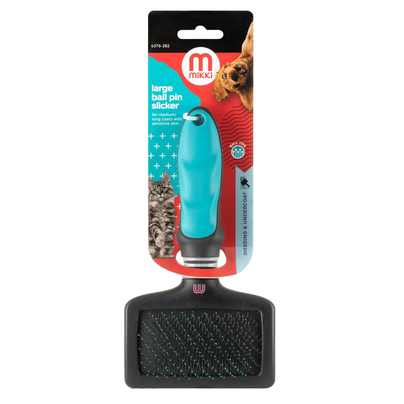 Mikki Dog, Cat, Puppy, Kitten Grooming Ball Pin Slicker Brush -For Knot, Tangles -Med-Lrg Pets-Large L Single