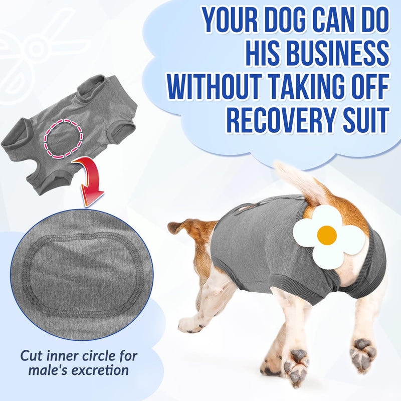 Lukovee Recovery Suit for Dogs, Onesie Surgery Recovery Suit for Female Male Dogs, Abdominal Wounds Cone E-Collar Alternative Prevent Licking Spay Recovery Suit (Grey,XX-Large) XX-Large A- Gray