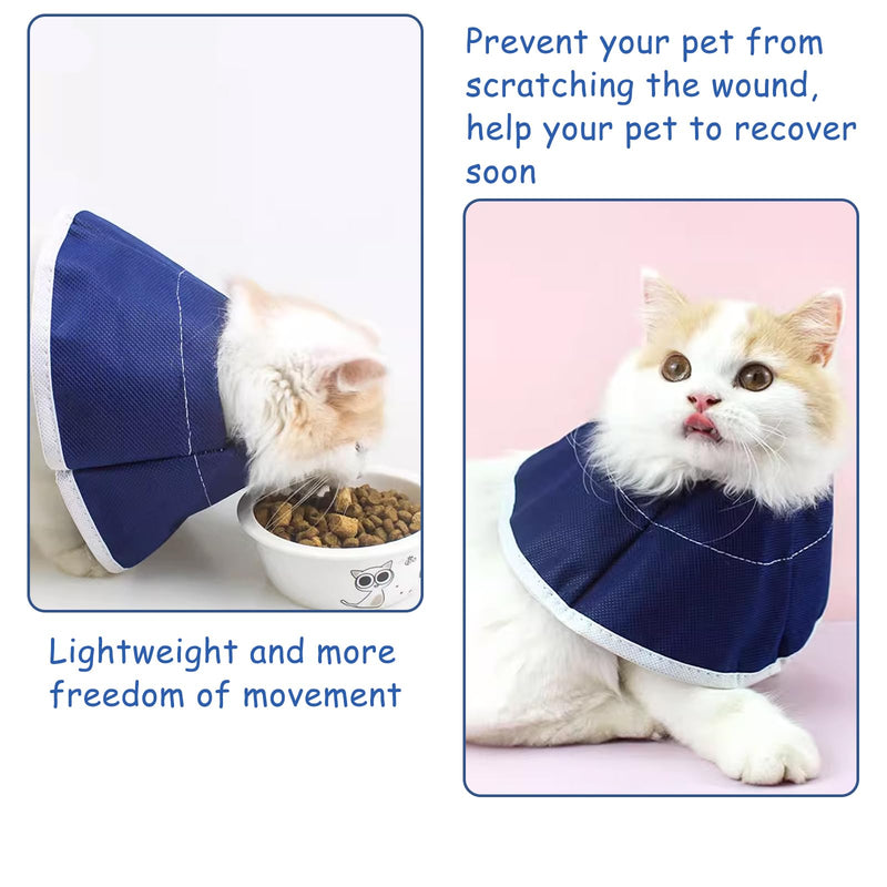 Cat Recovery Collar, Adjustable Cat Cone Collar Soft for Wound Protection Surgery Recovery, Pet Recovery Collar Breathable Blue, 25cm Neck Size