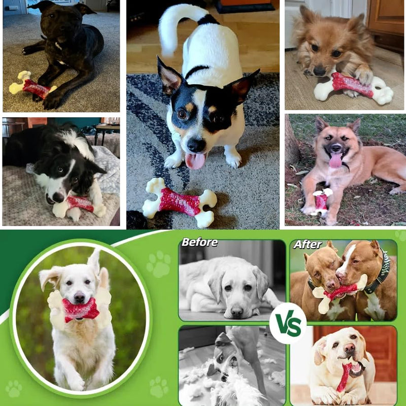 Dog Toys for Aggressive Chewers, Dog Toys for Large Dogs, Indestructible Dog Bones for Aggressive Chewers, Tough and Durable Dog Chew Toy, Real Bacon & Beef Flavors - PawsPlanet Australia