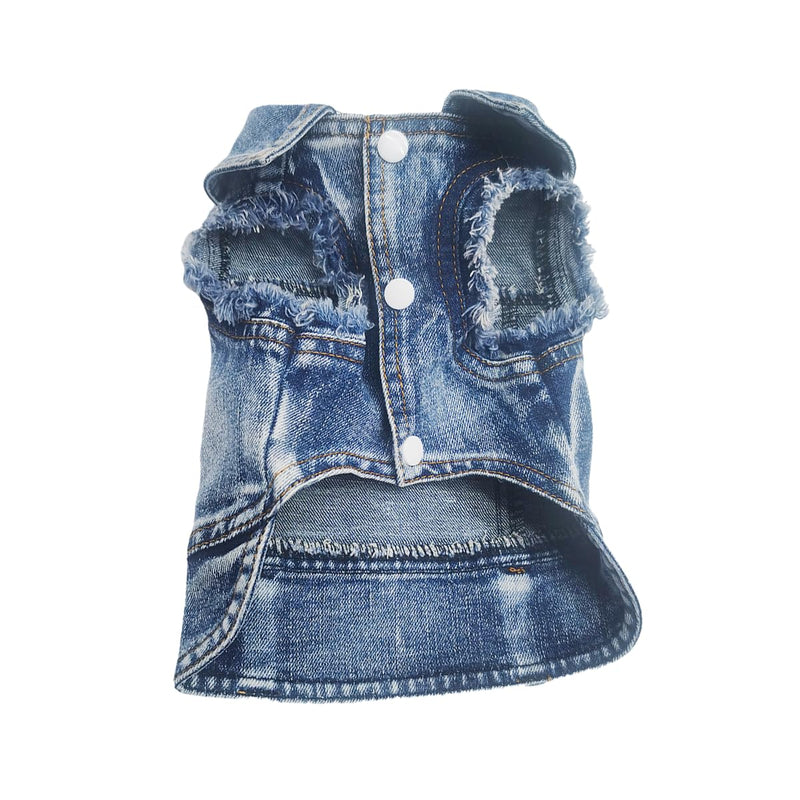 Dog Jean Jacket Denim Coat for Small Medium Girl Boy Dogs Vintage Lapel Vests Good Ductility clothes Chihuahua Yorkie Teacup Outfits（Blue,XX-Large） XX-Large Blue - PawsPlanet Australia