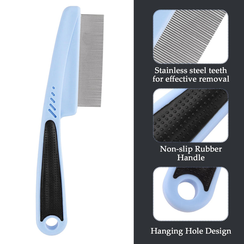 Pet Comb, Stainless Steel Fine-Tooth Pet Brush with Ergonomic Rubber Handle, Dog Comb for Grooming - PawsPlanet Australia
