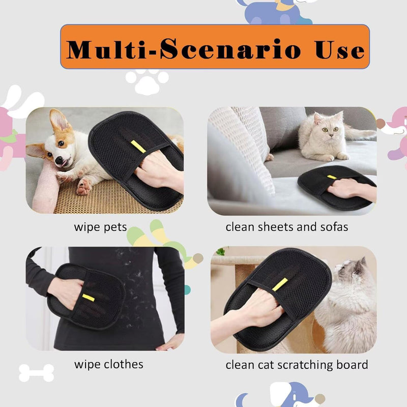 3 PCS Pet Hair Removal Glove for Cats & Dogs, Electrostatic Grooming Gloves for Pet Hair, Reusable Double Sided Static Hair Remover for Couch, Furniture, Carpet & Car Seat 3 - PawsPlanet Australia