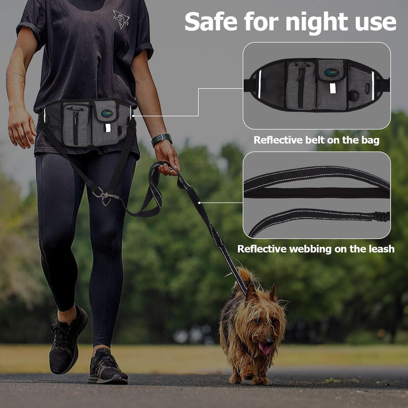 Ownpets Hand Free, Elastic Shock-Absorbing Dog Leash & Dog Running Leash Belt, Dog Waist Zipper Pouch with Soft Padds, Pockets, Ideal for Walking, Jogging, Hiking, Training Dogs