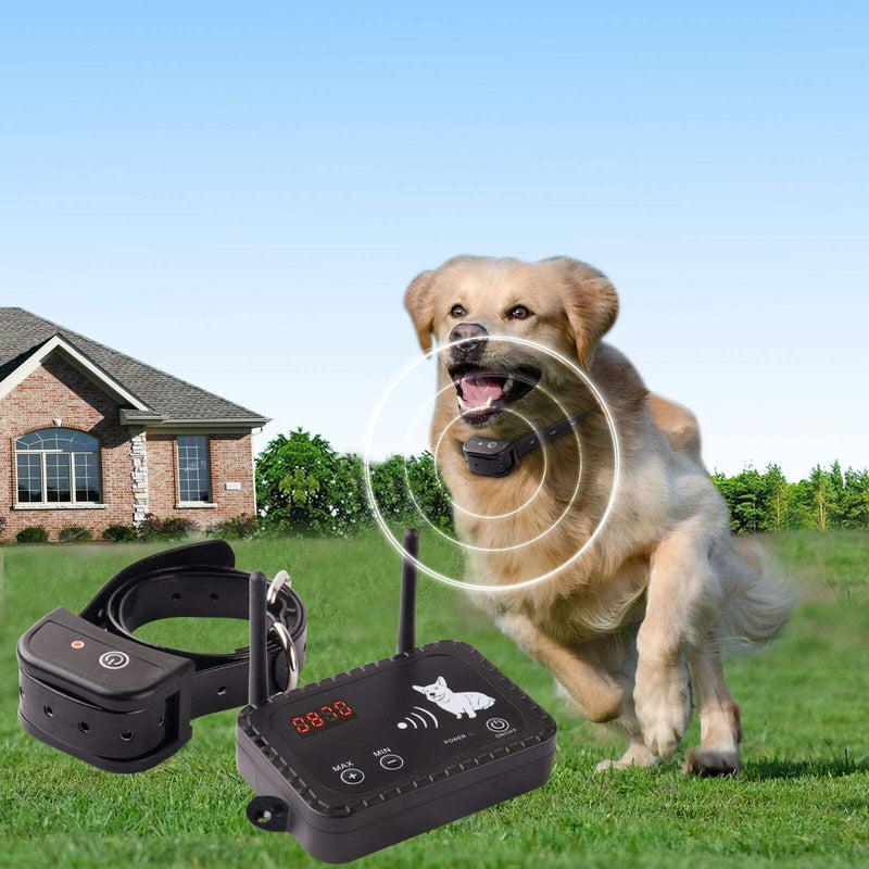 Plkm Dog Wireless Fence Pet Electric Container System, No Randomly Correction Safe Harmless Dog Fence, Adjustable Control Range, Waterproof Rechargeable Dog Fence Collar Receiver For 1 Dog Black