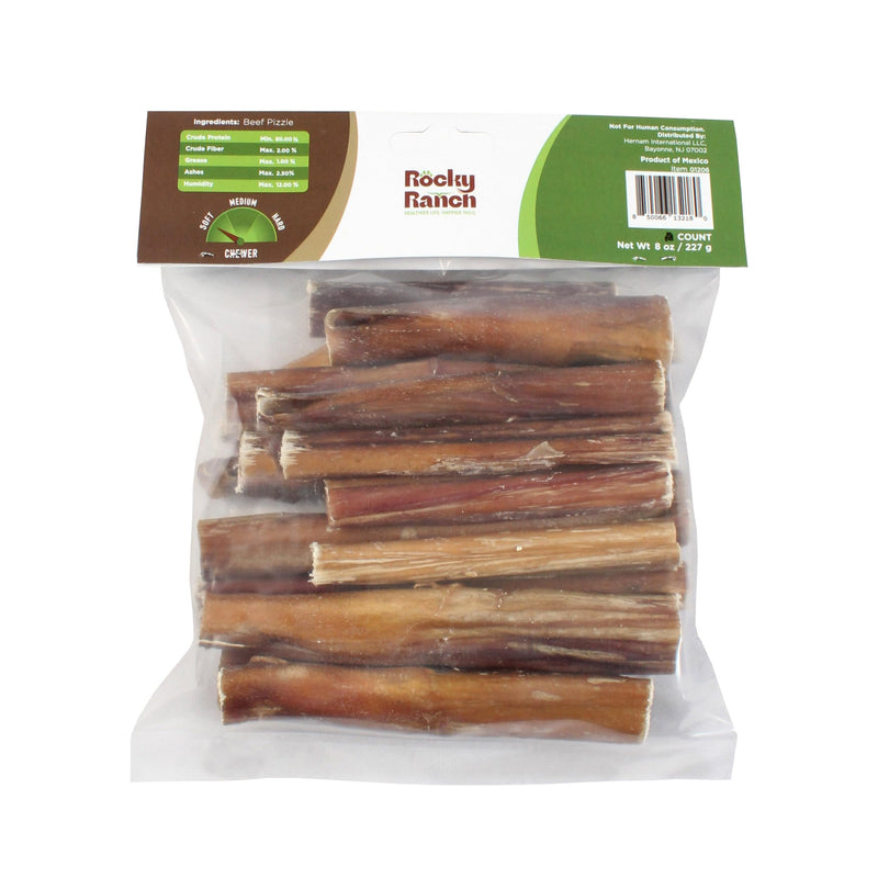 Rocky Ranch, Small Bully Sticks, Beef Flavor, 8 oz, Adult Dog, Natural Chew Treats, Dental Care, High Protein. No additives - PawsPlanet Australia