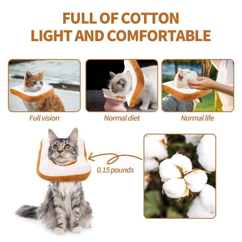 Bread Cat Cone Collar, Soft Adjustable Donut Cat Recovery Collar Lightweight Pet Kitten Cones to Stop Licking Wound Protective Dog Neck Accessories (M) M