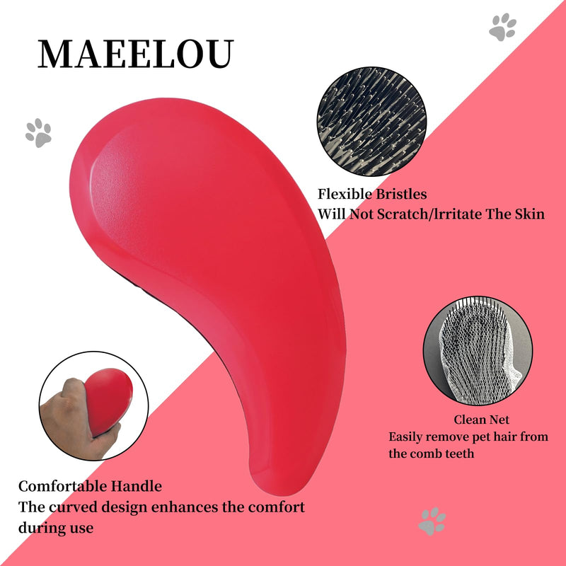 Cat Brush for Shedding - Perfect Grooming Tool for Long-Haired Cats | Deshedding & Hair Remover for Indoor Pets (Rose Red) Rose Red