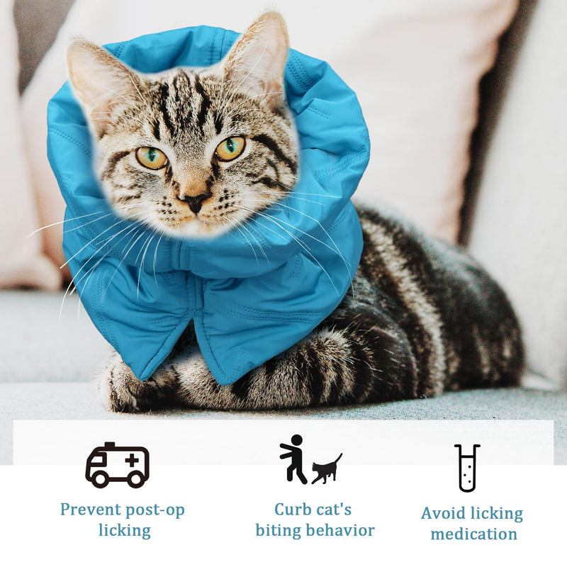 Cat Recovery Collar, Soft Adjustable Cat Cone Collar Breathable Cat Neck Protector Elizabethan Collar Lightweight Waterproof Kitten Cone Alternative for Puppies Pets, Stop Licking (S, Blue) - PawsPlanet Australia