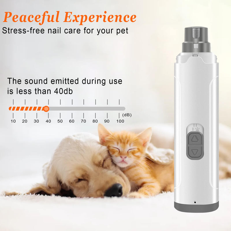 Dog Nail Grinders, Electric Rechargeable Pet Nail Trimmer Low Noise with LED Light 2-Speed Mode for Large Medium Small Dogs & Cats