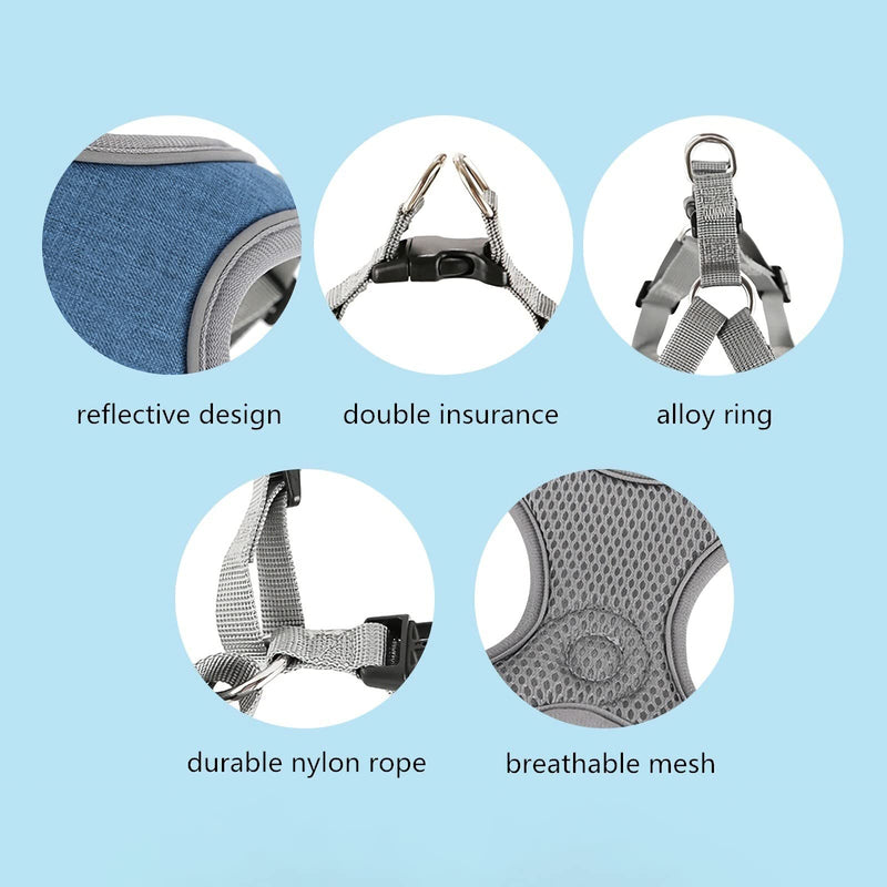 Dog Harness with Leash Set, No Pull Adjustable Step in Dog Collars Harness with Breathable Padded Vest Harness for Small Medium Large Dogs Training and Running(L, Gray) L - PawsPlanet Australia
