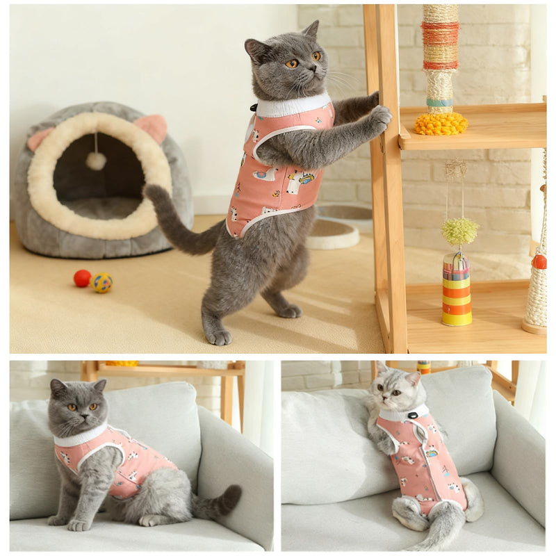 MUU Cat Recovery Suit 2 Pack, Kitty Surgical Shirt Collar Alternative, Breathable Onesie for Female Cats After Spay Surgery, Recovery Suit Female Abdominal Wounds, Size M (2~4KG Cat)