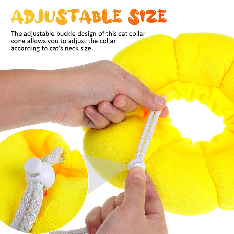 ifundom Soft Cat Collar Donut Style Made of Plush Adjustable Size 17-27cm Comfortable Recovery Neck Collar for Kittens and Cats up to 4.5kg Yellow