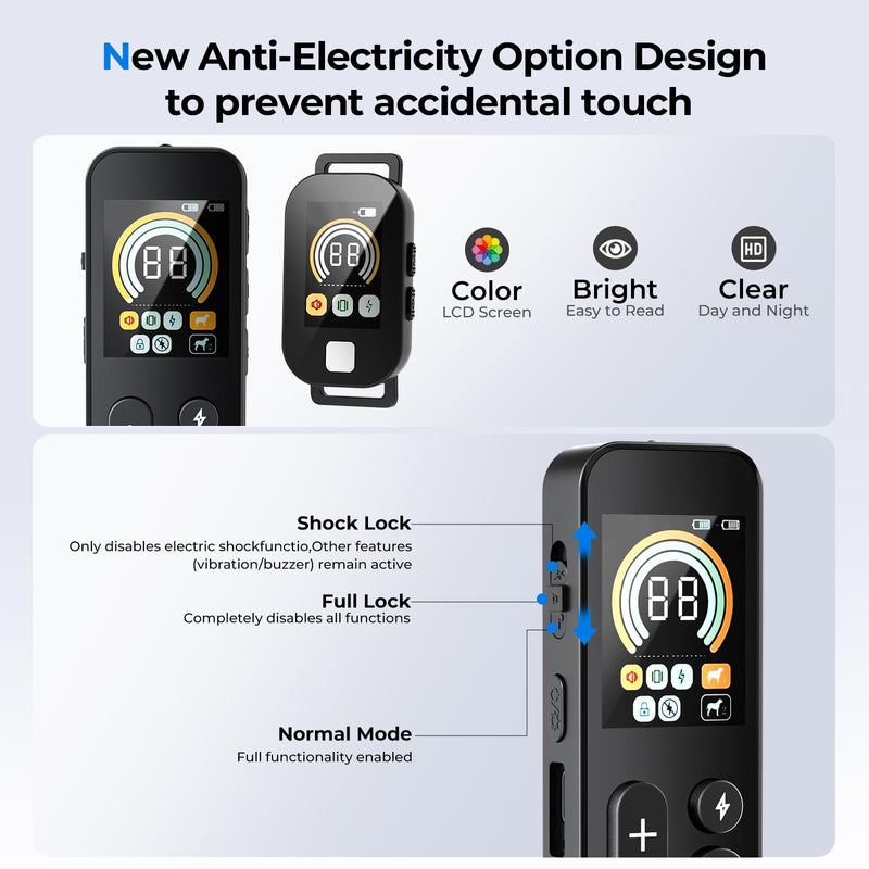 Dog Shock Collar for 2 Dogs (10-120Lbs), 4200FT Remote Training Collar with Light for Night Walks, 3 Training Modes, IP67 Waterproof Rechargeable E-Collar with Exclusive Shock Lock - PawsPlanet Australia