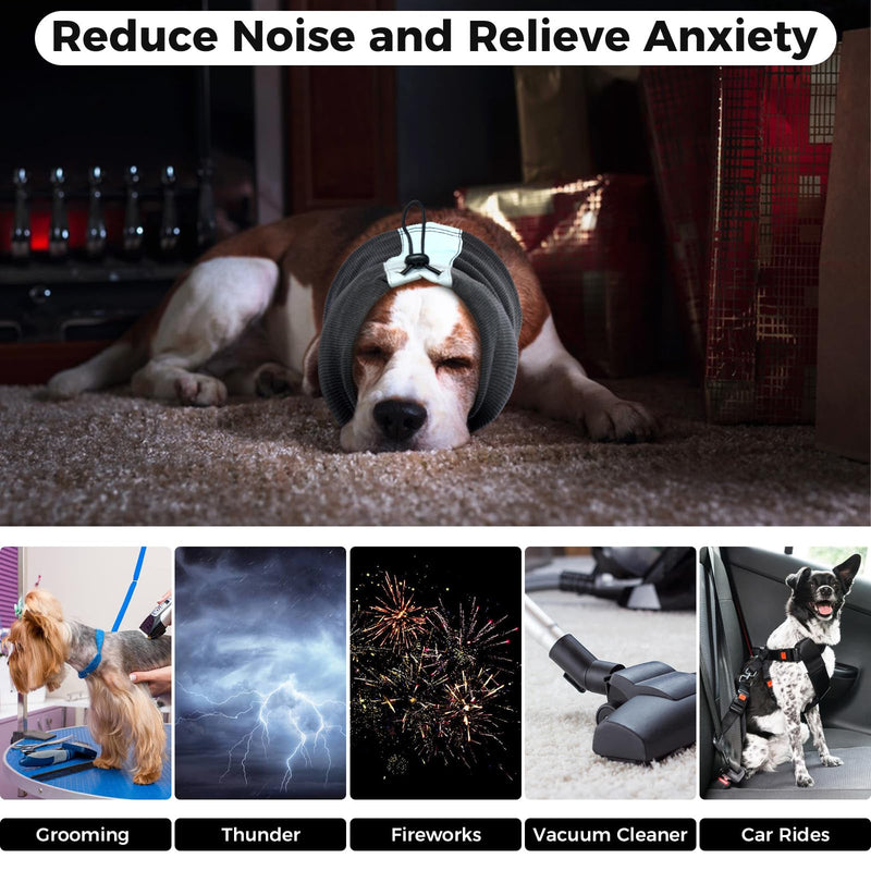 Dog Calming Ear Muffs, Fireworks Calming Ear for Dogs Hematoma Ear Wrap Ear Defenders for Fireworks Noise Canceling(Grey, S)