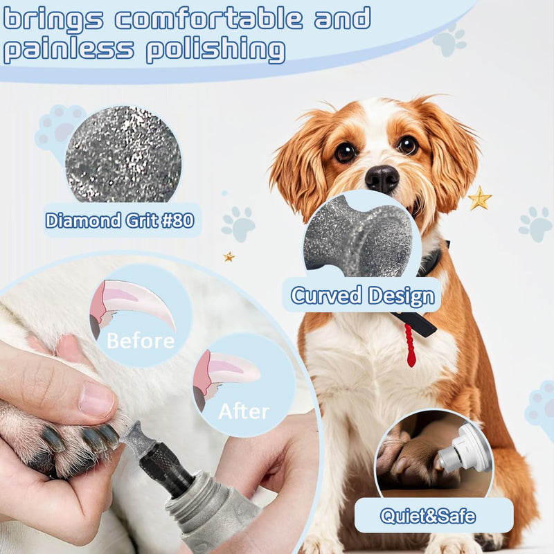 Diamond Rotary Nail Grinder Bits for Dog, 2PCS Diamond Dog Nail Grinder Head for Dremel,1/8" Replacement Grinder Wheel Pets Nail Grooming Tools for Medium Large Dogs Silver - PawsPlanet Australia