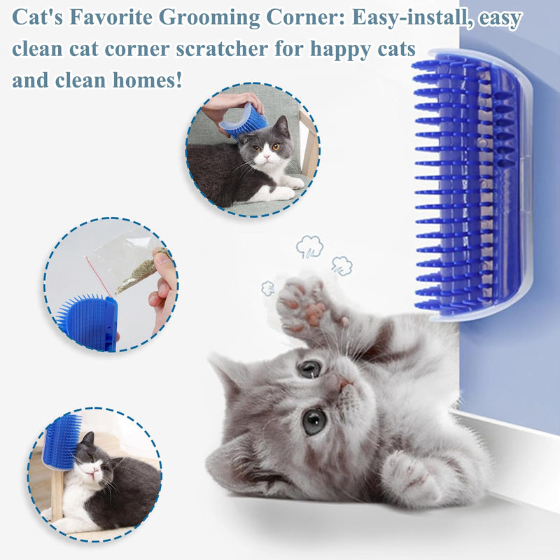 4 Pcs Cat Brush Kit for Indoor Cats, Self-Cleaning Slicker Cat Brush, Cat Brush Glove, and 2 Cat Wall Scratchers for Easy Shedding, Detangling, and Relaxing Grooming for Long and Short-Haired Cats - PawsPlanet Australia