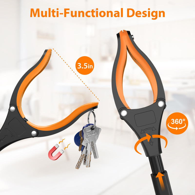 32" Grabber Reacher Tool, 2-Pack Foldable Reacher Grabber Pickup Tool with 360° Rotating Jaw & Magnet, Trash Picker Upper Grabber, Lightweight Grabbers for Seniors Heavy Duty 32-inch - PawsPlanet Australia