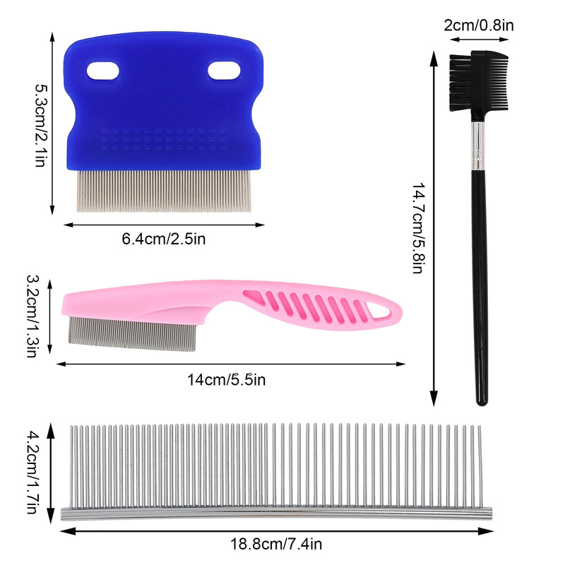 4 PCS Pet Flea Combs for Dogs & Cats, Cat Grooming Brush with Stainless Steel Teeth, Pet Flea Comb for Fleas and Ticks, Indoor Pets, Fine Tooth Comb for Kittens - PawsPlanet Australia