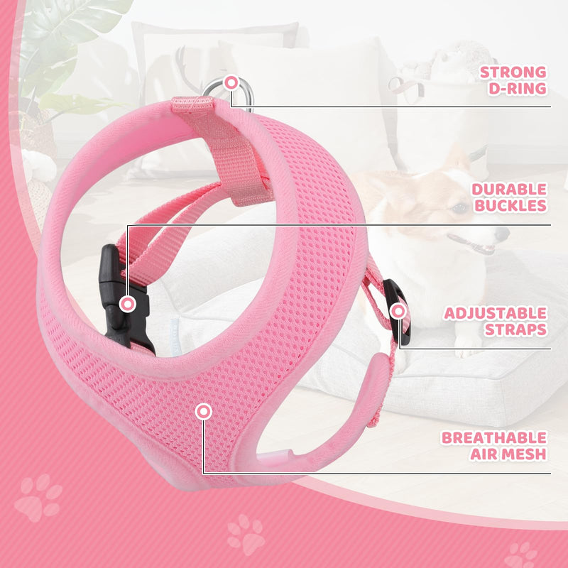 Magshion Dog Vest Harness with Adjustable Chest for Small Dog, Breathable Mesh Padded Pet Harness with with Buckles & Back D-Rings, Pet Supplies for Walking Training, No Pull No Choke, Pink, S - PawsPlanet Australia