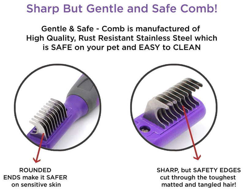 Mat Remover Grooming Comb and Hertzko Self Cleaning Slicker Brush Bundle - PawsPlanet Australia