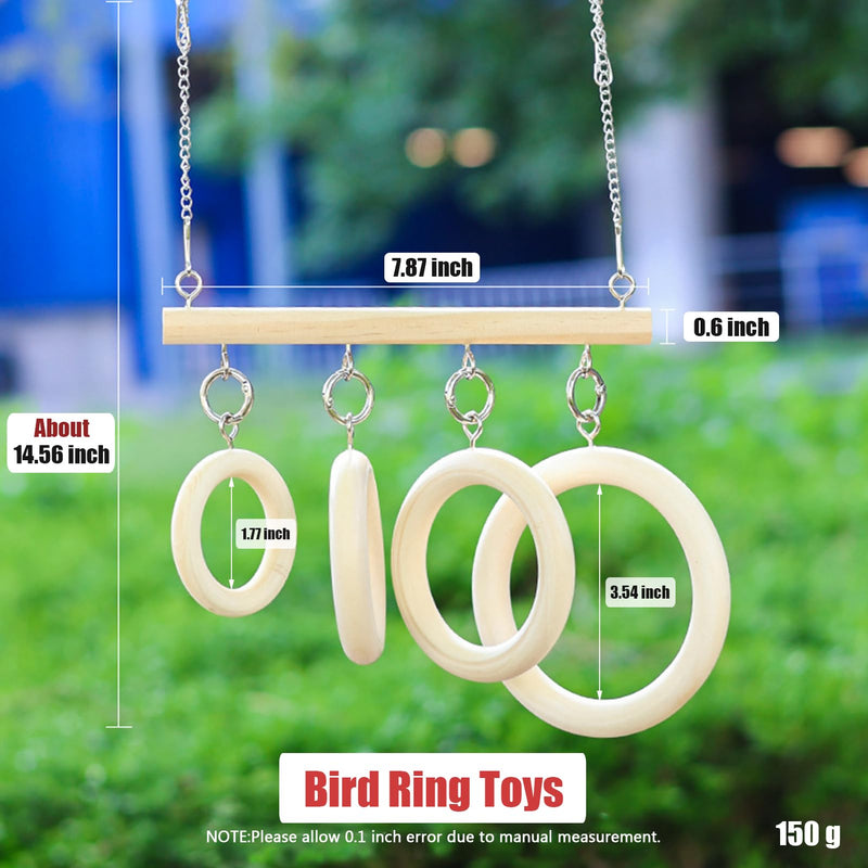 Bird Swing Rings for Cage,Hanging Bird Toys Natural Wooden,Bird Perch Climbing Toys,Parrot Perch Stand for Conure,Budgie,Cockatiel,Lovebird,Canary,Finch,Hamster,Small Pets Accessories,4-Ring - PawsPlanet Australia