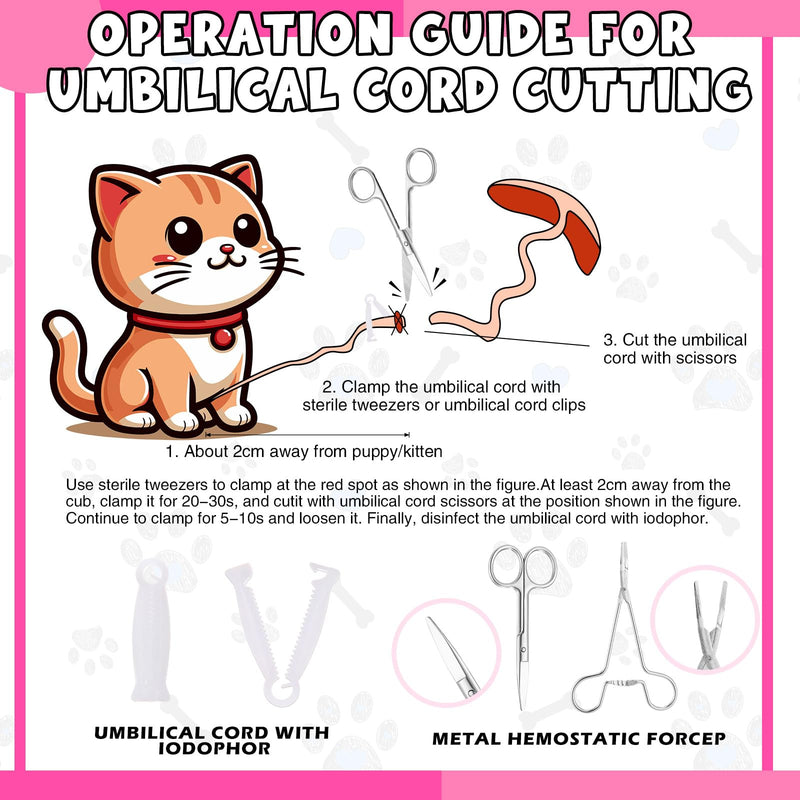 45 Pcs Puppy Dog Kitten Whelping Supplies Starter Kit for Birth Include Pet Playpen Whelping Collar Cord Clamp Bulb Aspirator Syringe Bottle Scissor Glove Bag for New Born Pet Supplies