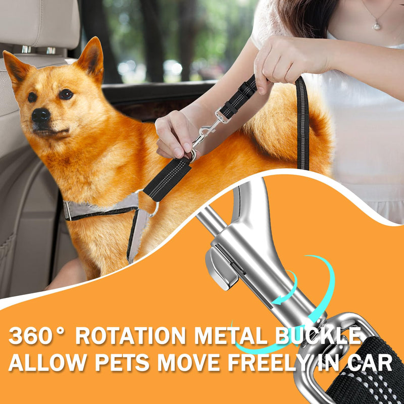 Vehicle Harnesses, 2 in1 Dog Belts for Cars, 2 Pack Pet Harnesses Headrest Restraint Clip Adjustable Dog Car Harness Belt with Anti-Shock Elastic Bungee Buffer for All Vehicles (Black) - PawsPlanet Australia