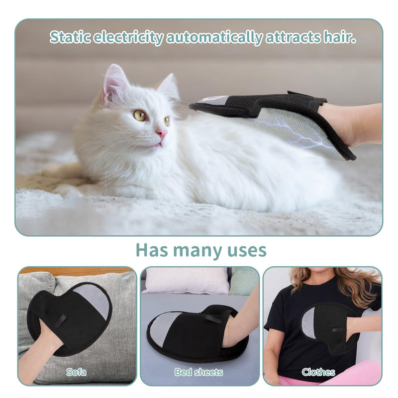 2 Pcs Pet Hair Removal Glove, Reusable Double Sided Pet for Grooming with Pet Comb - PawsPlanet Australia