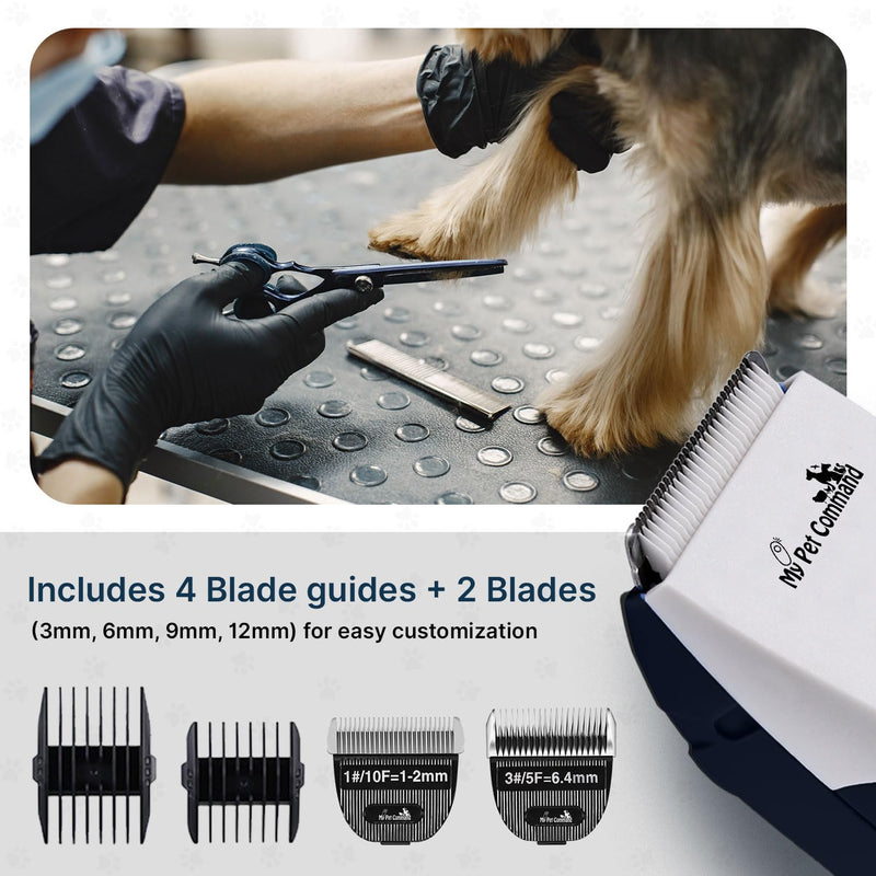 My Pet Command Professional Dog Clippers for Grooming, Cordless Rechargeable Pet Trimmers, Heavy Duty Dog Clippers for Thick Coats, Low Noise, Light Weight - PawsPlanet Australia