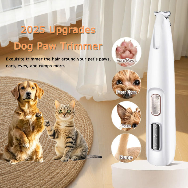 1PC Dog Paw Trimmer with LED Light,35dB Low Noise Precision Pet Paw Trimmer for Dogs Cats Grooming Clippers,Safety Electric Paw Hair Trimmer for Paws,Ears,Rump,Face,Eyes 1set - PawsPlanet Australia