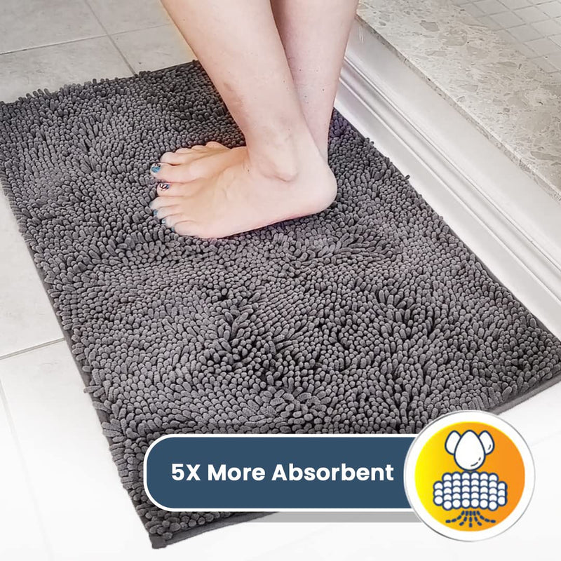 Muddy Mat® | Super Absorbent Door Mat Indoor, Microfiber Quick Dry Chenille Entryway Rug, Non-Slip Front Door Mat, Indoor Mats for Entryway, Machine Washable Pet Rug, Grey 30"x19" 19" x 30" - PawsPlanet Australia