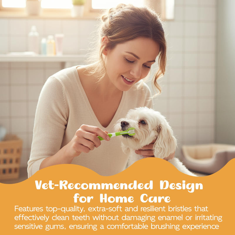 Dog Cat Toothbrush 2 Triple Toothbrushes and 2 Double Toothbrushes 4 Finger Toothbrushes for Cleaning and Grooming Pet Teeth