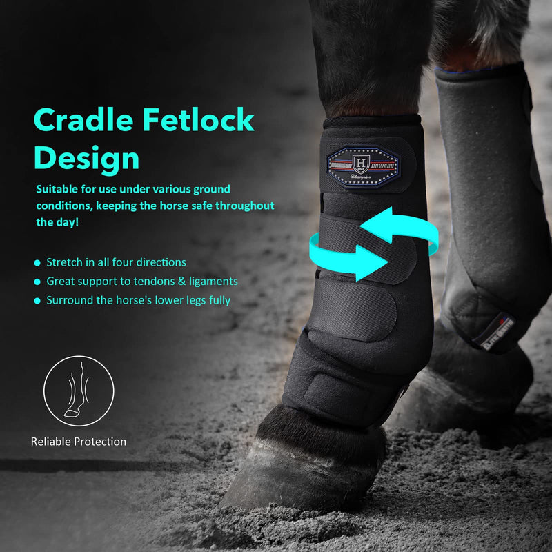 Harrison Howard Horse Sport Medicine Front Shock-Absorbing Boots All-Round Lower Limb Protection & Support Sport Boots Athletic Boots Perfect for Endurance Training and Performance Piano Black M Medium - PawsPlanet Australia