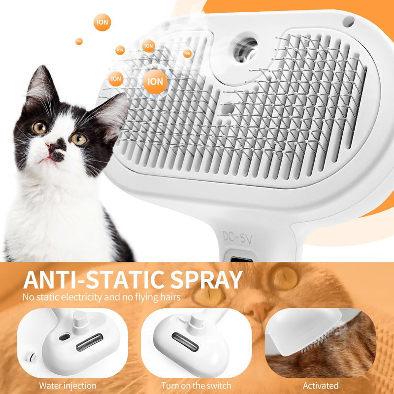 Pink Shedding and Grooming Brush for Dogs, Cats and Rabbits - Self Cleaning Tool with Release Button for Long and Short Hair, Removes Static and Loose Fur with Massaging Action Pink - PawsPlanet Australia
