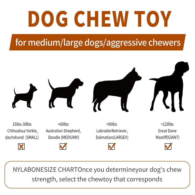 Dog Toys for Aggressive Chewers - Long-Lasting Nylon Chew Bones, Indestructible Toys for Medium to Large Breeds, Teething Toys to Keep Them Busy (Brown) Brown - PawsPlanet Australia