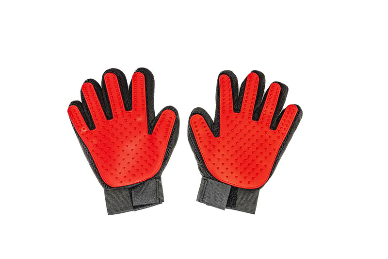 PAIR of Low-Cost Pet Grooming Gloves - Superior Care for Your Furry Friends. Ideal for Grooming, Deshedding, Bathing & Massaging Your Dogs & Cats with Long/Short/Curly Fur - RED - PawsPlanet Australia