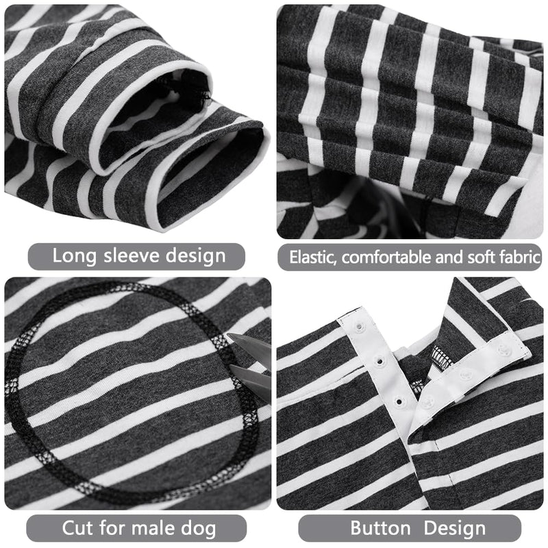 Dog Surgery Recovery Suit for Female Male Puppy,Dog Bodysuit Long Sleeve Prevent Shedding and Licking Wound,Dog Pajamas,E-Collar Cone Alternative(Black White Stripe-m) m black - PawsPlanet Australia