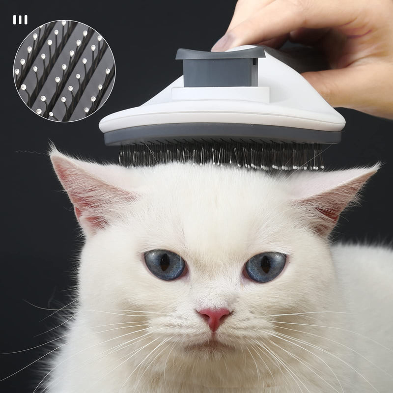 Cat Self Cleaning Brush, Pet Grooming Brush for Cats and Dogs, Easy Clean for Long or Short Haired Cats, Gray - PawsPlanet Australia