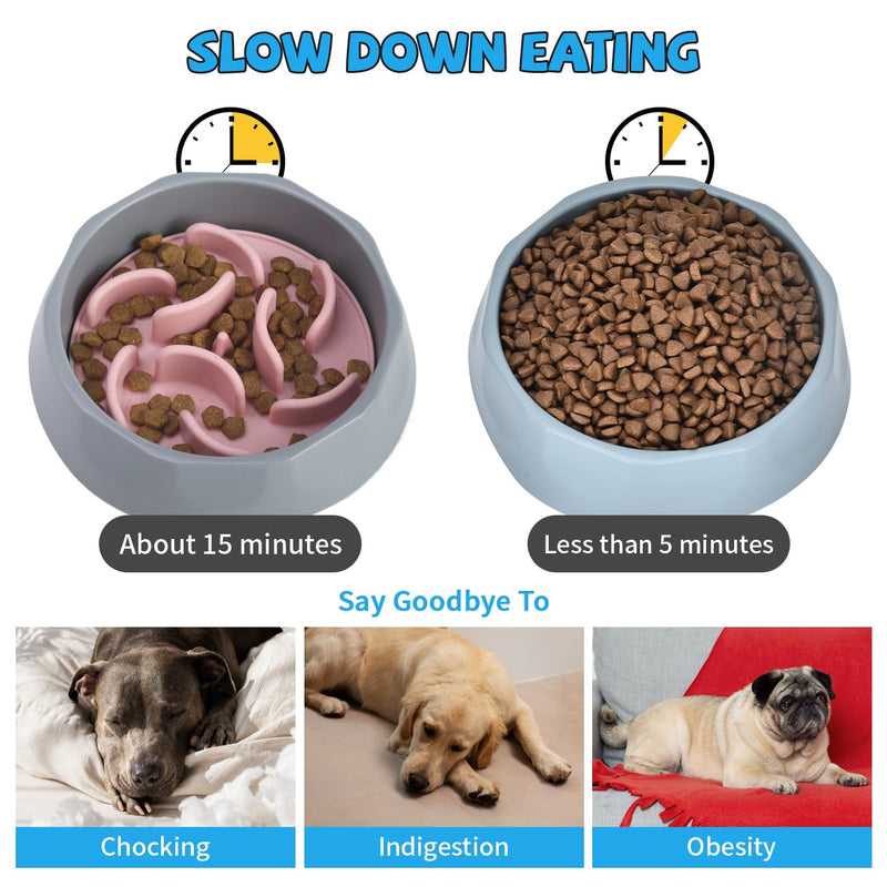 Slow Feeder Dog Bowls Insert, Silicone Dog Slow Feeder Insert with Strong Suction Cups Perfect for Stainless Steel Glass Ceramic Dog Bowls (Pink) Pink Insert - PawsPlanet Australia