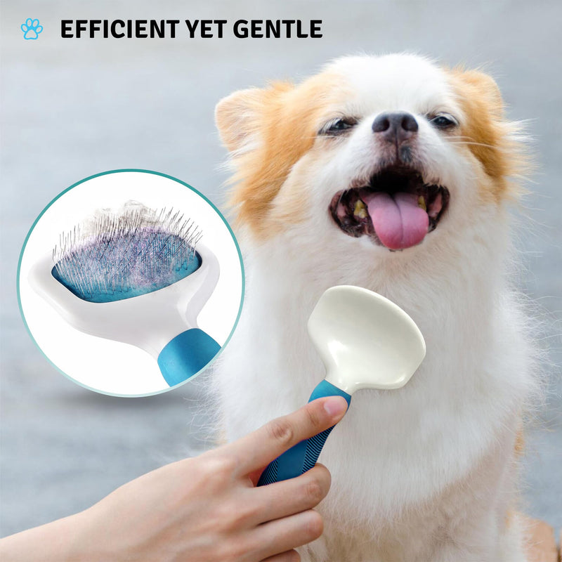 Poodle Pet Slicker Brush - For Dogs, Cats, and Rabbits - Removes Matted Fur, Knots, and Loose Hair - Suitable for Grooming Doodles and Goldendoodles with Short or Long Hair Blue - PawsPlanet Australia