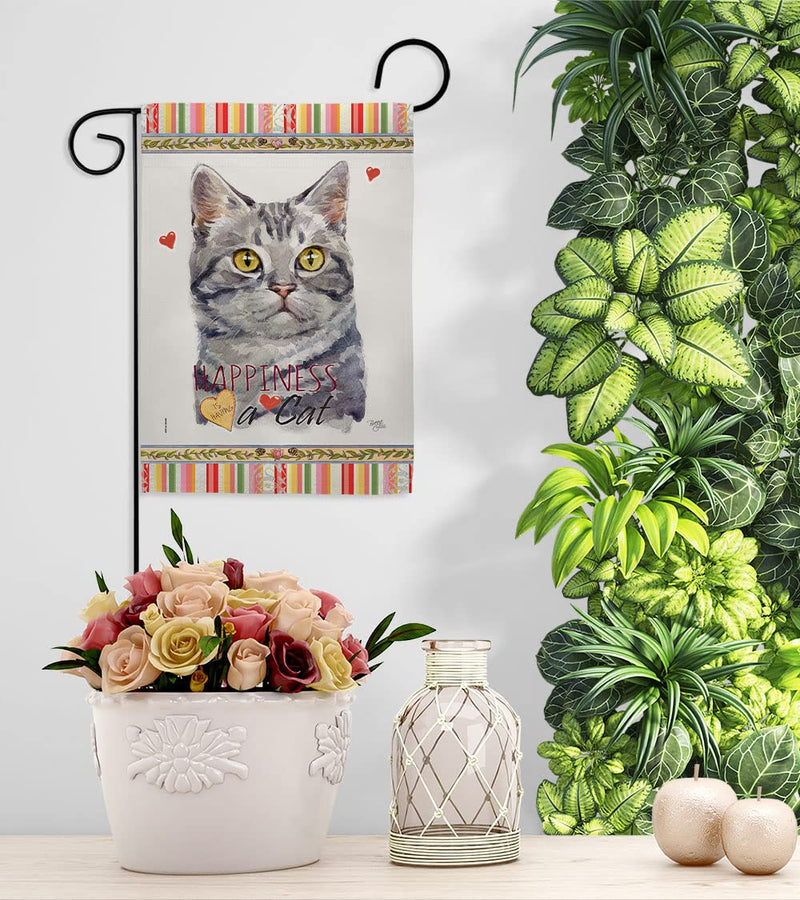Breeze Decor Red American Short Hair Happiness Garden Flag-Set Mailbox Hanger Cat Kitten Meow Spoiled Paw Fur Pet Nature Farm Animal Creature House Banner Small Yard Gift Double-Sided, Made in USA - PawsPlanet Australia